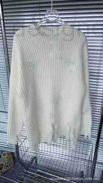 

women's sweaters designer autumn and winter 2022 new broken sweater fashion casual korean loose long sleeve wearing tide 158843 ott2, White;black