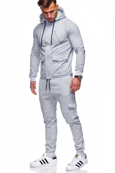 

men's tracksuits men sets sweatsuits new autumn and winter zipper hooded casual sports suit g221011, Gray