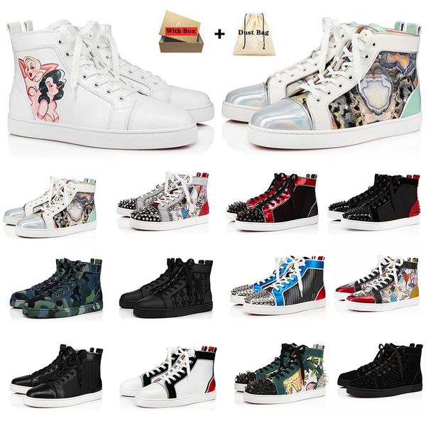 

designer sneakers below boots spike shoes casual shoes red bottom low cut suede luxury party wedding crystal leather sneaker for men and wom, Black