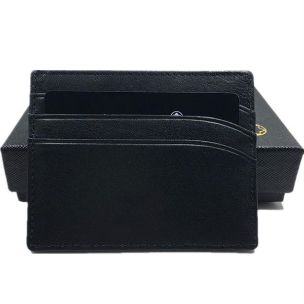 

classic black genuine leather credit card holder wallet business id card case for man 2020 fashion thin coin purse pocket bag slim280j, Brown;gray