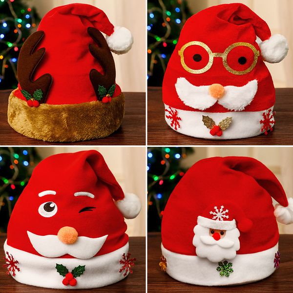 

christmas xmas soft hat santa claus red short plush noel hat merry christmas decor gift happy new year 2023 xmas gift home decoration holida
