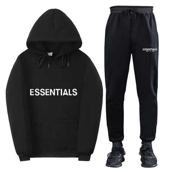 

tracksuits essentials autumn and winter couple's bodysuit set double line high street fashion brand two piece casual sportswear, Gray
