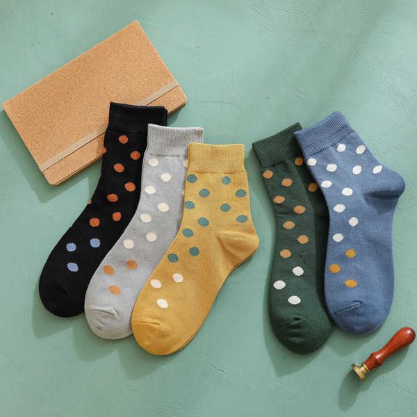 

men's socks new style cotton dot stripe business men soft breathable four seasons for male t221011, Black