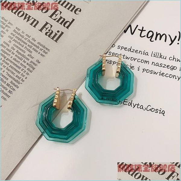 

hoop huggie women hexagon earring resin fashion gift for love girlfriend jewelry accessories party drop delivery 2022 earrings dhuhw, Golden;silver