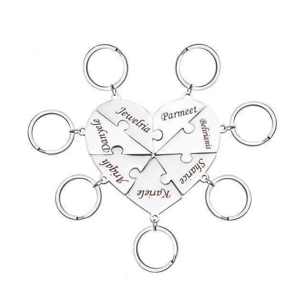 

key rings custom names heart puzzle keychains engraved names puzzled keychain stainless steel keychain l221010, Slivery;golden