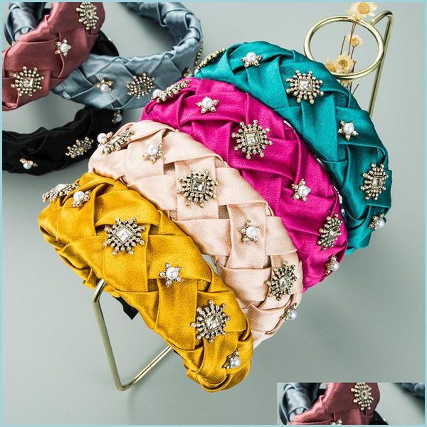 

headbands fashion rhinestone pearl stain weaving headbands for women girls headband hair accessories ladies vinatge headwear drop de dhse9, Silver