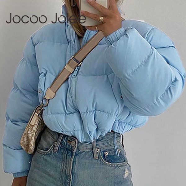 

women's down parkas jocoo jolee women turtlenck puffer jacket winter thicken padded coats casual solid short parka korean elegant overc, Black