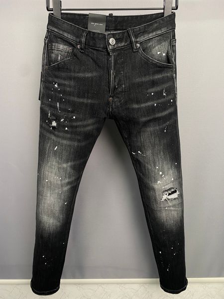 

light italy d2 dark dsq man dsquare blue new gray men brand jeans long hole pants trousers streetwear denim skinny slim straight biker jean