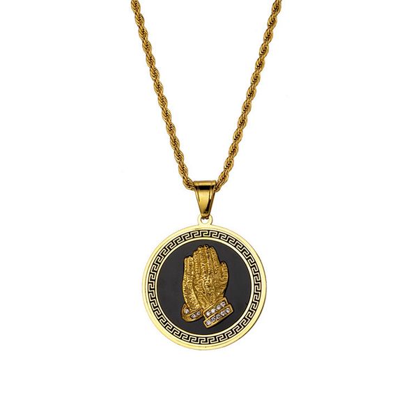 

2022 brand designer round coin necklace fashion circle gold stainless steel pendant hip hop rock necklaces jewelry for men 60cm chains, Silver