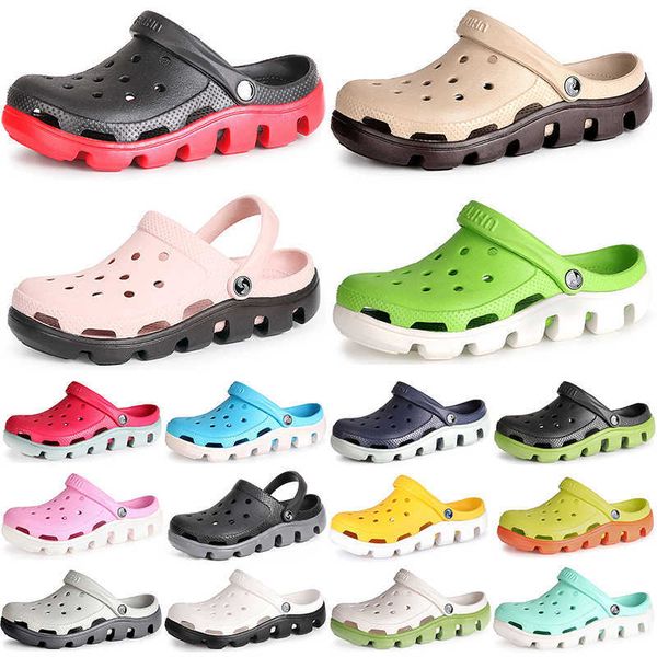 

summer hole shoes women 's nurse sandals soft-soled outer wear half-drag contrasting color beach garden 2022 waterproof thick-soled men, Black