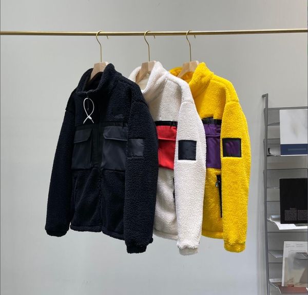 

women's mens jackets fashion villus coat tech fleece jackets winter color blocking pattern swaetshirt lovers hight quality warm sport, Black;brown