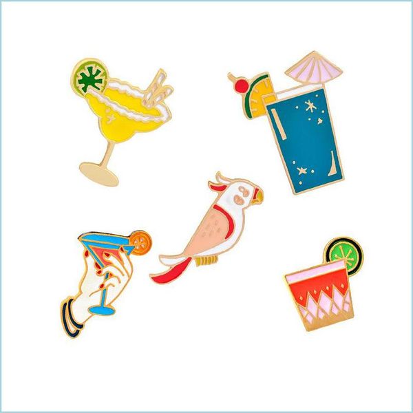 

pins brooches brooches woodpecker wine glass cocktail lemon hand holding enamel ornament personality creative brooch delicious gift dh70m, Gray