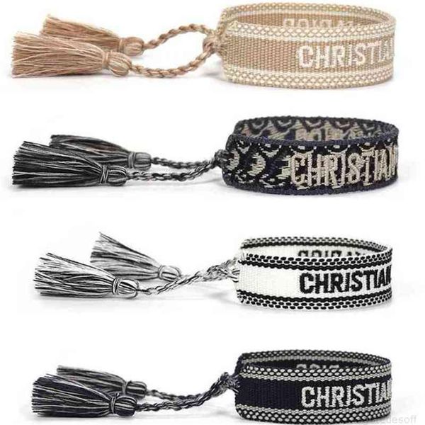 

luxury bangles bracelets adjustable woven friendship bracelet for women bangle men vintage braideds embroidery tassel jewelry2855, Golden;silver