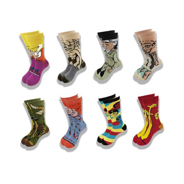 

men's socks street style hiphop personalized novelty horror sock men weird comic style men socks funny autumn winter cotton warm dress, Black