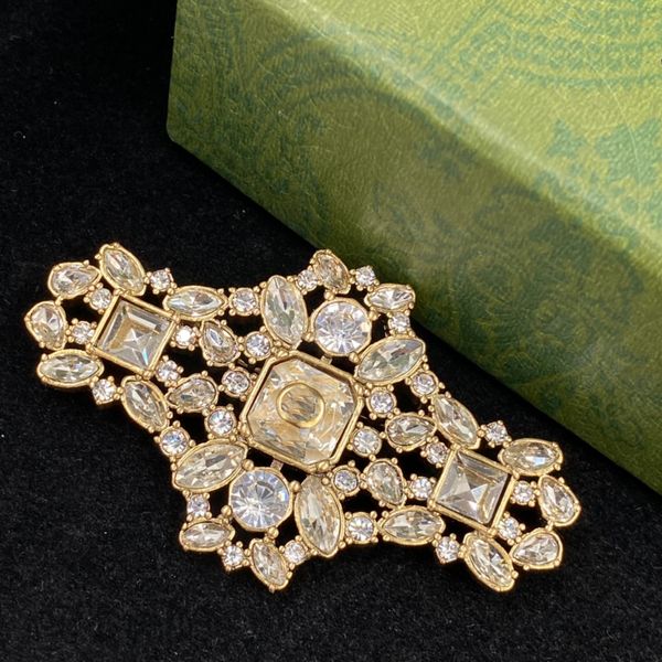 

full diamond designer brooches women dress coat pins rhinestone crystal brooch party date anniversary jewelry with box, Gray