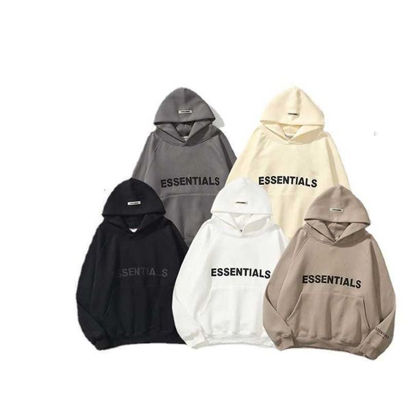 

hoodies sweatshirts thin essentials multi thread tide brand high street loose terry sweater coat men's and women's hoodie, Black