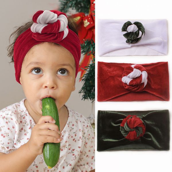 

16006 infant baby christmas headbands pleuche contrast color knot kids elastic hairband children headwear hair accessory, Slivery;white