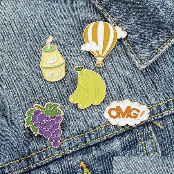 

pins brooches luxury women brooch pin air balloon milk banana fruit enamel armed lapel brooches originality badge jewelry clothing dhg3l, Gray