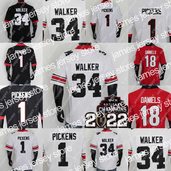 

american college football wear 2021 champions football jersey stetson bennett iv kendall milton zamir white brock bowers ladd mcconkey j. da, Black
