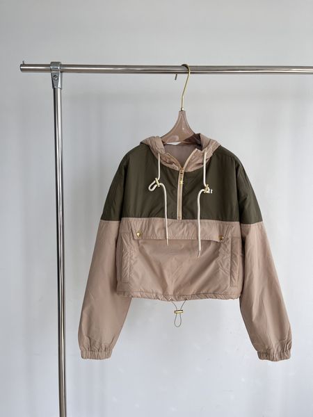 

women's jackets 2022 european fashion autumn winter color blocking sports windproof cotton jacket, Black;brown