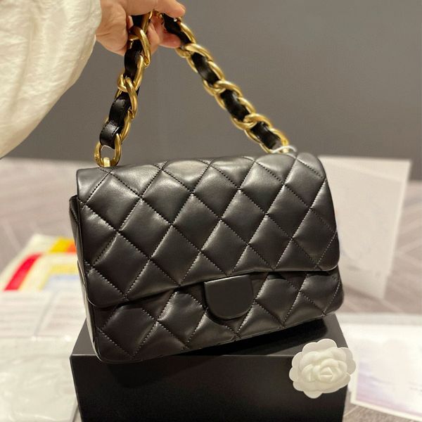 

genuine leather handbag coarse chain bag women luxurys fashion flap shoulder designer bags large medium small female clutch classic lattice