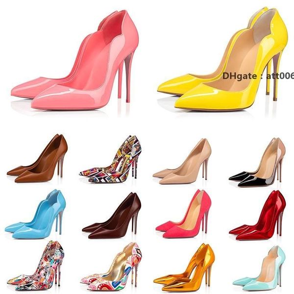 

bottoms christians red high heels designer luxury women dress shoes triple black nude yellow light pink spikes pointed toes pumps platf dhk
