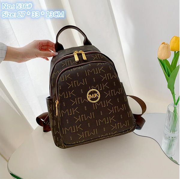 

Wholesale factory ladies shoulder bag 2 colors Joker leisure multi-layer travel backpack retro letter printing handbag vertical zipper leather backpacks, Brown-536#