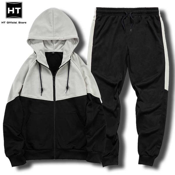 

men's tracksuits hooded tracksuit men two piece set jogger autumn sportswear zipper jackets and pants casual sweatshirt mens clothing o, Gray