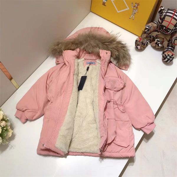 

baby designer clothes down coats cotton children's winter cotton-padded clothing boys and girls to overcome the girl plus wool belt cap, Blue;gray