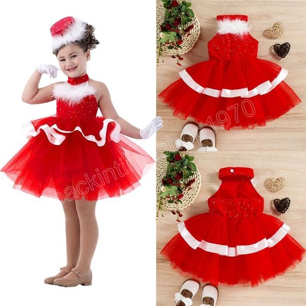 

christmas tutu dress toddler girls sleeveless tulle princess dress xmas ruffles dresses 1-5 years party birthday dress, Red;yellow