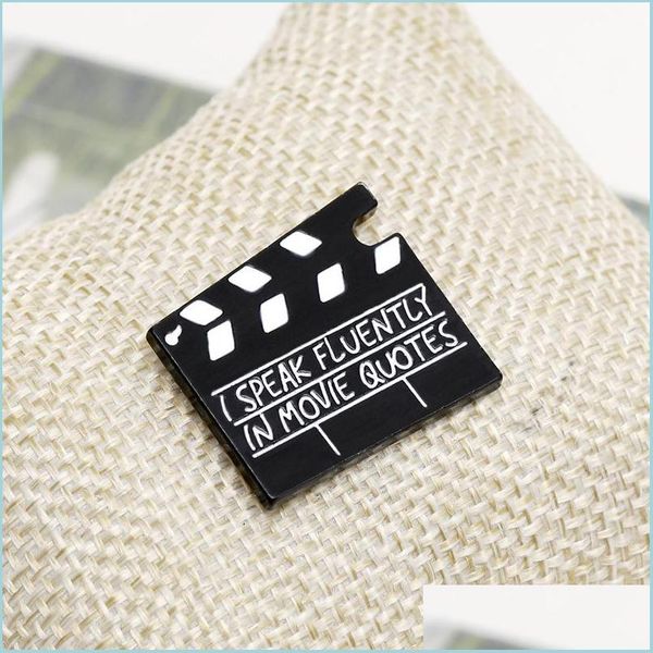 

pins brooches movie set clapboard enamel pin i speak fluently in quotes brooches bag clothes lapel brooch badge jewelry gift for fr dhnjl, Gray