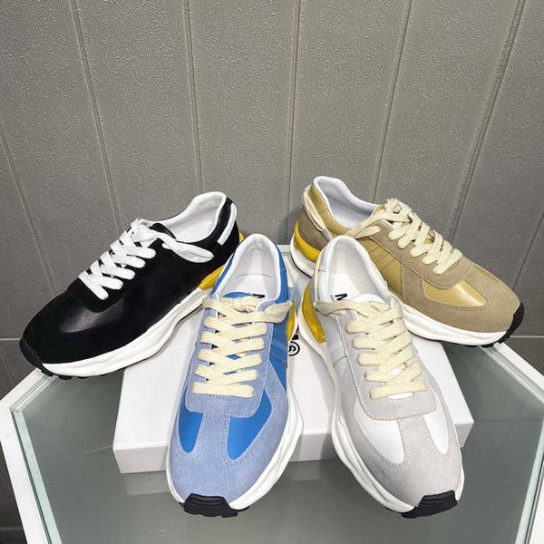 

dress shoes spring and summer 2022 new mm6 thick soled daddy shoes women's leather lovers' training casual sports shoes men, Black