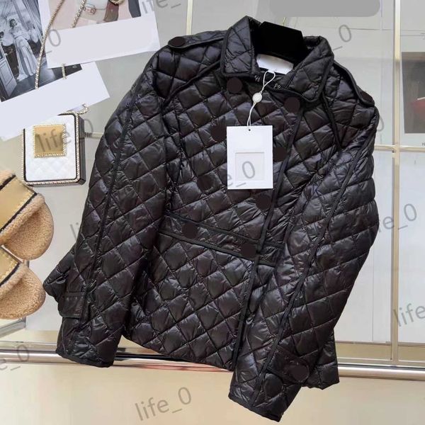 

brand womens jackets classic diamond lattice process double button design outerwear mid-antique skirt coats designer casual joker jacket wo, Black;brown