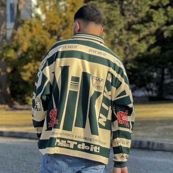 

mens cpfm hoodie cpfm co air street alphabet loose half button polo shirt over size tshirti4lq, Black