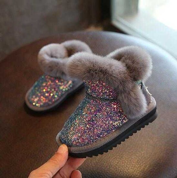 

boots 2022 winter kids fashion snow boots thick child genuine leather warm plush soft bottom baby girls winter ski boot for l221011, Black;grey