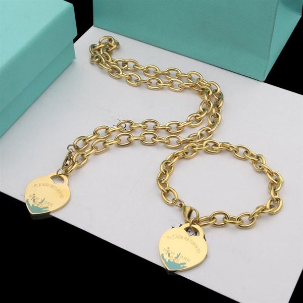 

tiffs925 silver love heart necklace bracelet sets birthday christmas gift designer jewelry wedding statement pendant bracelets necklace2313