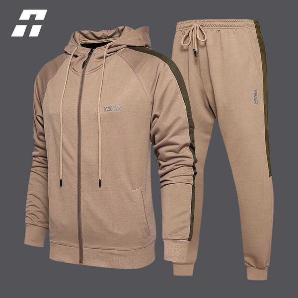 

men's tracksuits sports suit sets casual hooded tracksuit clothing fashion hoodie pants fitness jogging pieces set for g221011, Gray