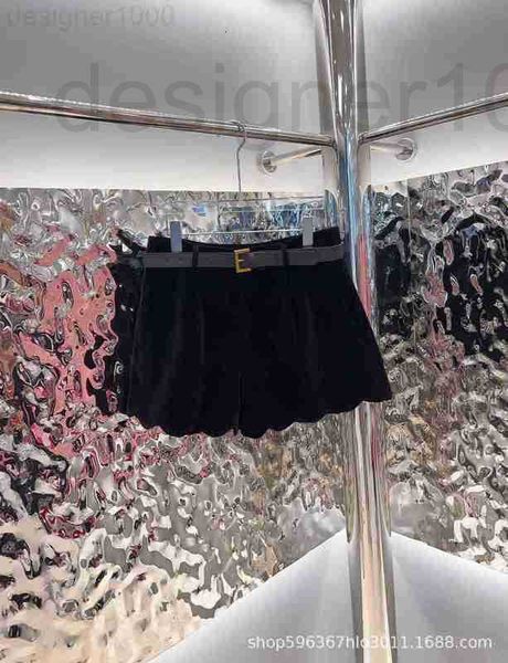 

women's shorts designer 2022 autumn new high waist slim velvet black casual versatile with belt 155230 o3v6, White;black