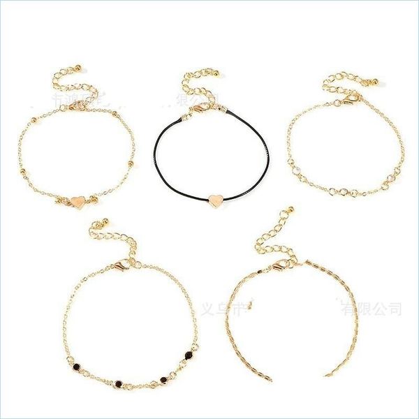 

anklets 5pcs anklet chain woman sandy beach fashion simplicity layered love heart shaped ankle bracelets summer valentines day 3 8hs dheip, Red;blue
