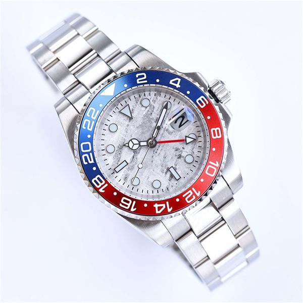 

mens designer watches automatic mechanical movement watchs 41mm stainless steel waterproof calendar red and blue watch with bezel montre de, Slivery;brown