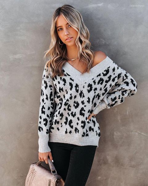 

women's sweaters v neck leopard sweater vintage knitted autumn winter clothing 2022 long sleeve slim jumper pull femme, White;black