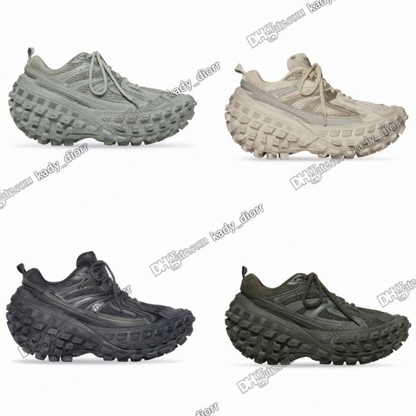 

tire shoes superchunky defender sneaker beige dark green mesh nylon extreme tire tread sole rubber platform designer khaki stars loves me z3