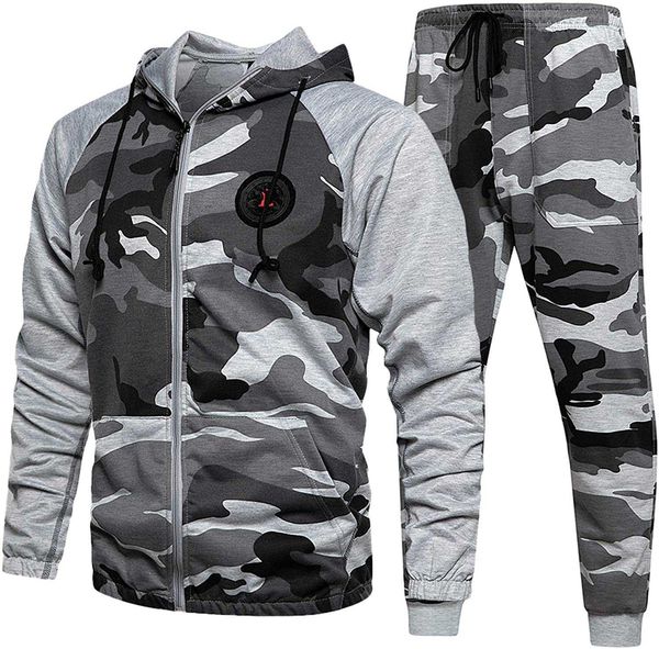 

men's tracksuits hooded athletic tracksuit set autumn winter casual full zip jogging sweatsuits pants men clothing g221011, Gray
