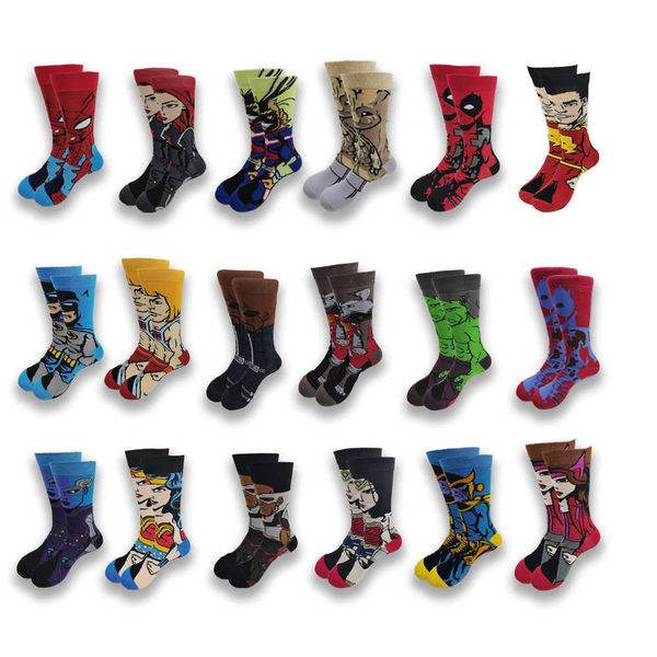 

men's socks anime print women funny socks personality anime cartoon fashion quality pattern crew t221011, Black
