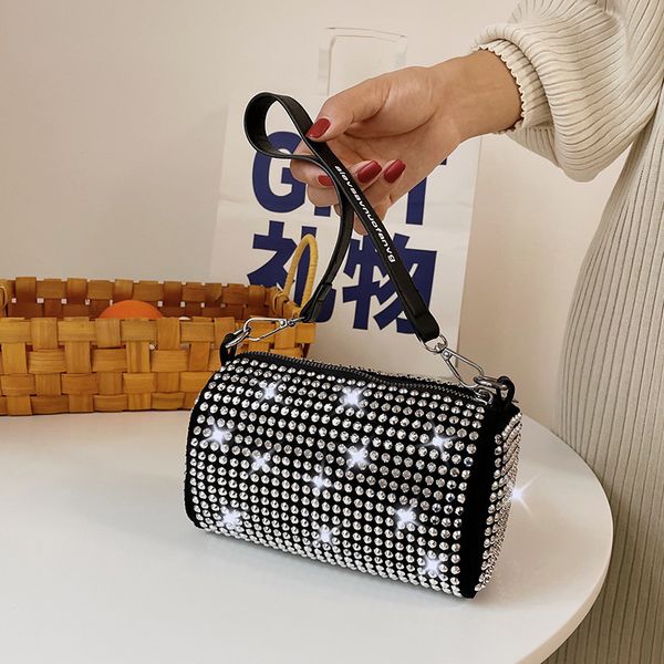 

2022 new rhinestone one-shoulder messenger handbag women's bag trendy fashion metal chain simple fashion all-match