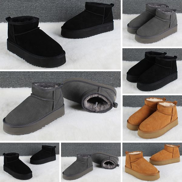 

classic mini ii shoes ultra designer women boots winter snow fur furry satin boot 20 ankle booties leather outdoors shoes, Black