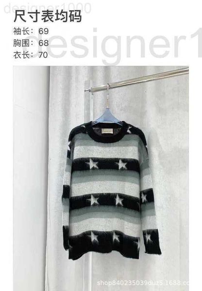 

women's sweaters designer fall/winter 2022 stripe hippocampus hair star sweater loose slouchy mid length college style little man 15871, White;black