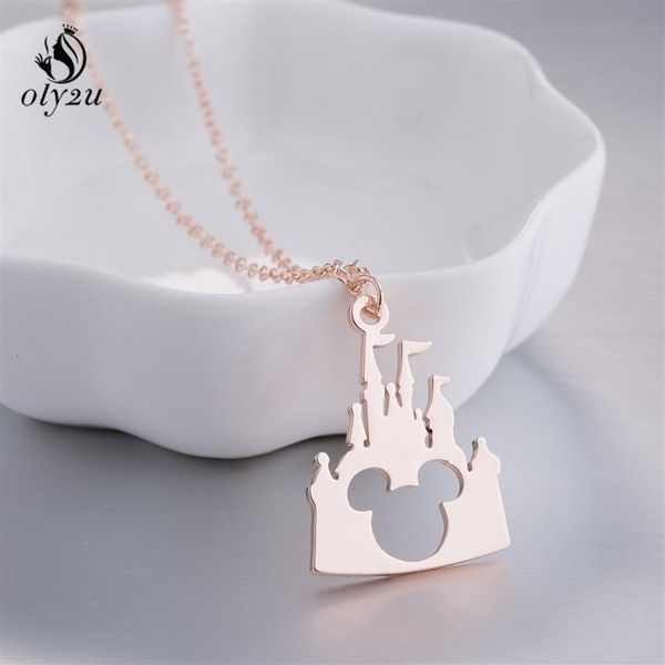 

oly2u stainless steel necklaces & pendant castle mouse chain necklace jewelry womens clothing accessories party christmas gift e206e, Silver