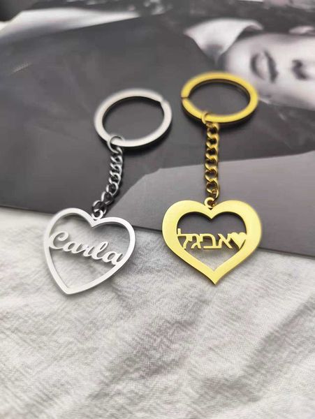 

key rings personalized master customized letter key chain stainless steel heart name bff keyrings friendship diy keychains l221010, Slivery;golden