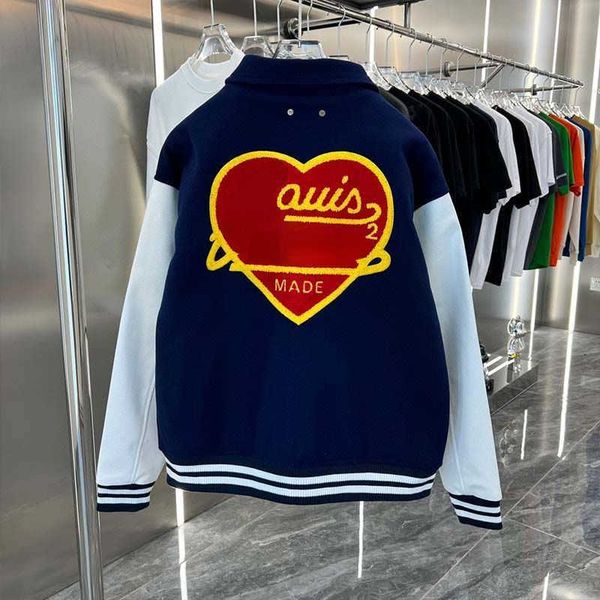 

luxury v designer jacket mens baseball jackets love embroidered sportswear men women loose hip hop wool cardigan coat us size, Black;brown